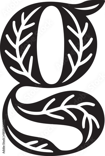 Decorative leafy letter g initial
