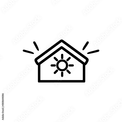 Sun house icon vector illustration concept for minimal decorative style and professional branding design