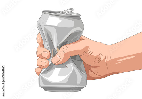 Hand Crushing Aluminum Can Recycling and Waste Reduction.