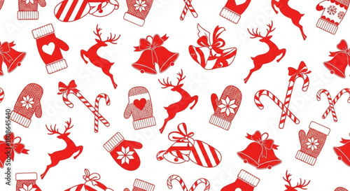 Festive Christmas seamless pattern for holiday cheer, ideal for gift wrap, backgrounds, and designs to bring joy and seasonal spirit to any project