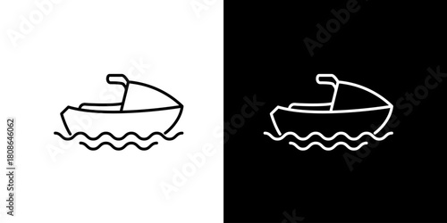 Jet Ski Icon Design in Black and White Minimalist Watercraft Illustration for Websites and Apps