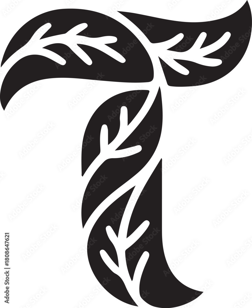 Obraz premium Leafy letter t