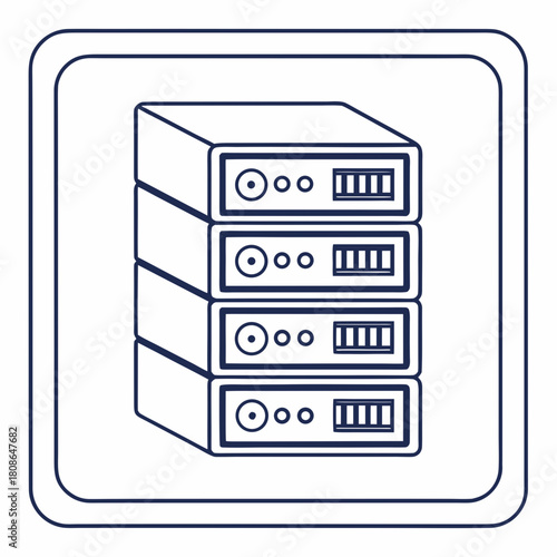 Server rack icon with stack of technology units