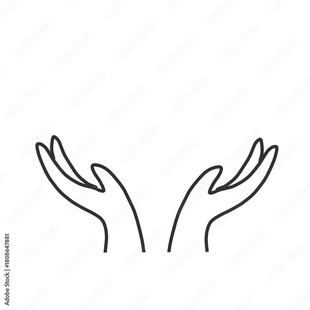 Obraz premium Uplifting Hands Vector Art of Receiving or Giving, Minimalist Design