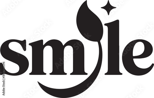 Stylized smile wordmark logo with leaf and star