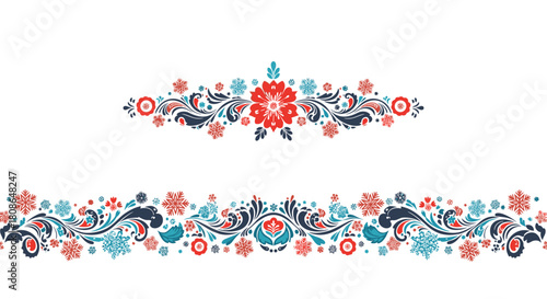 Elegant Scandinavian floral border design makes a stunning addition to your winter holiday cards and festive Christmas invitations this season