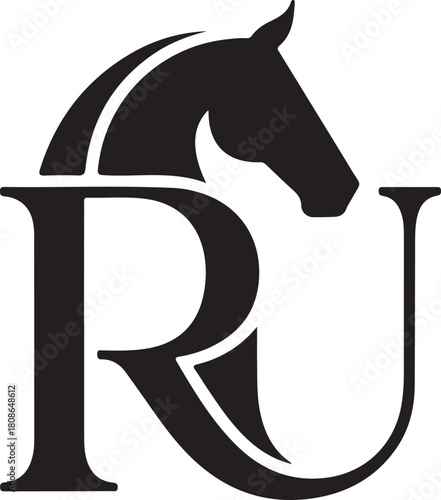 Horse head r u monogram logo