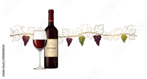 wine bottle and glass