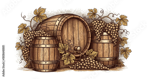 old wooden barrel with wine