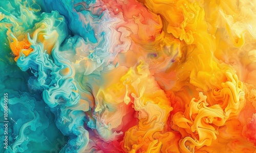Abstract fluid art background with vibrant watercolor ink cloud texture