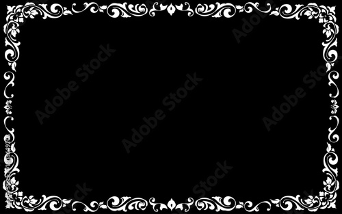 白色のクラッシック調の手描きフレーム。横長。