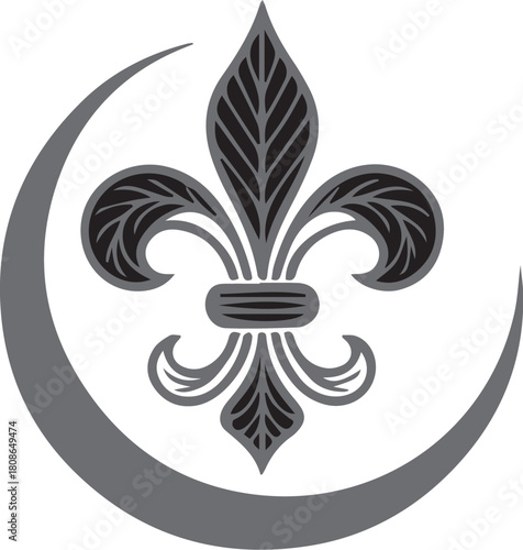 Fleur-de-lis and crescent symbol