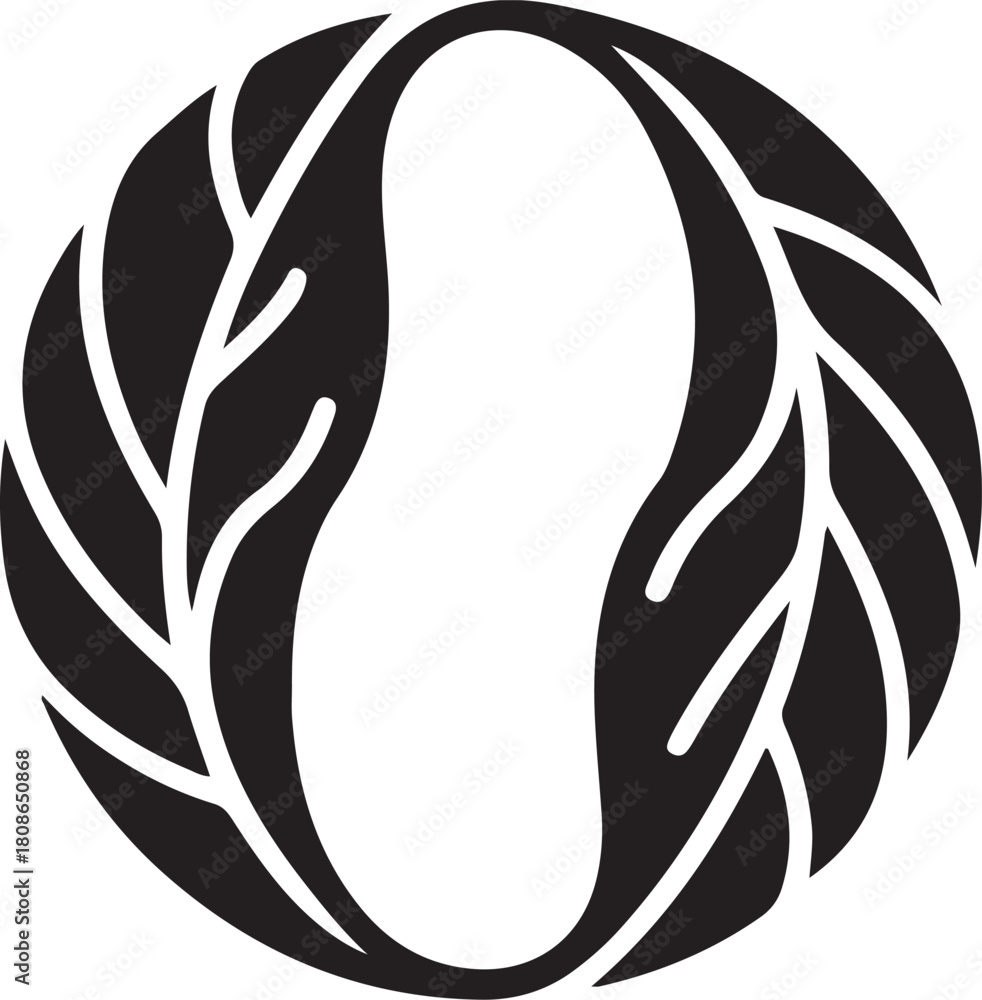 Naklejka premium Stylized leaf and seed circular logo