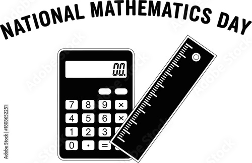 National mathematics day with calculator and ruler celebrate importance of math and its applications in everyday life
