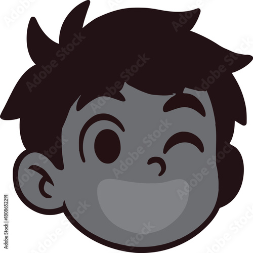  Playful Wink: An illustration of a cheerful child, showcasing a mischievous wink, embodies the spirit of youthful fun and innocent charm.