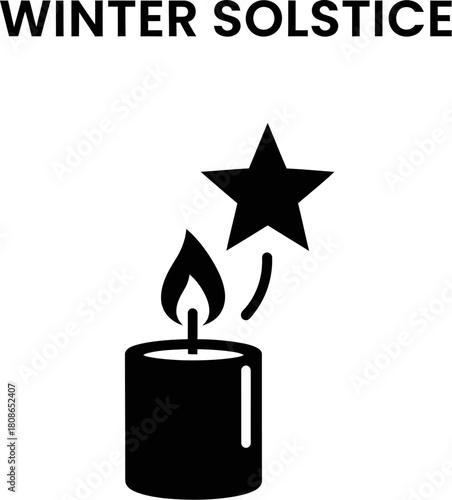 A candle with a star, representing winter solstice and symbolic light during darkest time of year