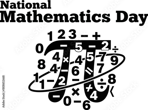 Celebrate national mathematics day with this vector design featuring pi symbol and mathematical equations