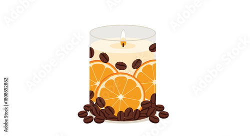 Aromatic bliss with citrus and coffee candle, light up cozy moments, enjoy the fragrance, create warm atmosphere, perfect gift idea, aromatherapy relaxation