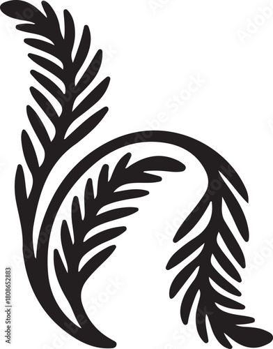 Stylized botanical scroll element