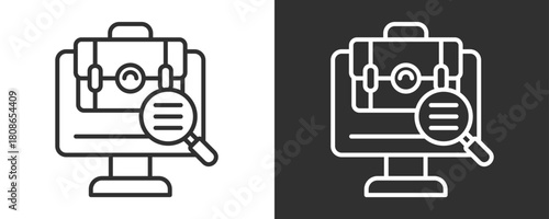 Online Job Search Icon Set Vector Collection Isolated In Black And White