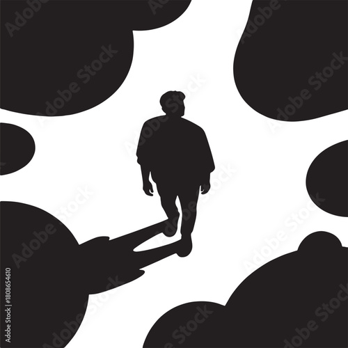 The silhouette of the figure is surrounded by a blob shape reflecting the dopamine design style