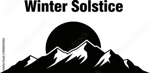 A mountain range with sun setting behind it, symbolizing winter solstice and return of light