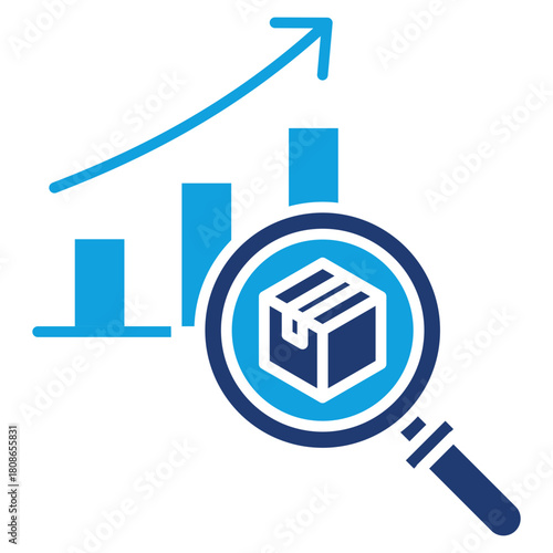 Demand Analysis Flat Blue Icon