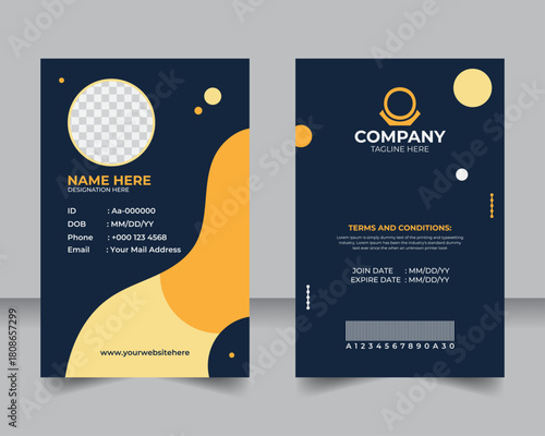 Sleek Company ID Card Design, Modern Professional Layout, Editable Corporate Badge Template, Minimal and Elegant Staff Card for Business Use

