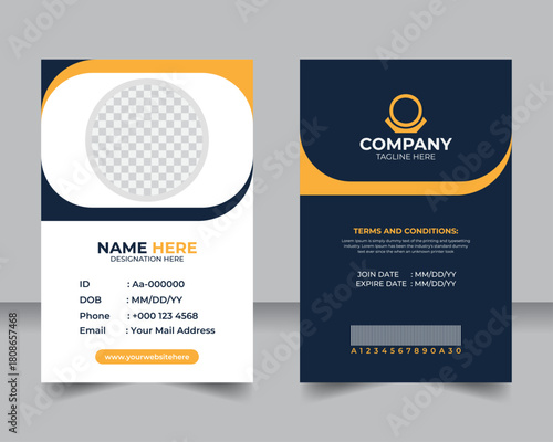 Sleek Company ID Card Design, Modern Professional Layout, Editable Corporate Badge Template, Minimal and Elegant Staff Card for Business Use
