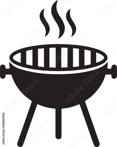 BBQ Grill Icon Hot Barbecue Smoker Symbol for Cooking and Outdoor Food