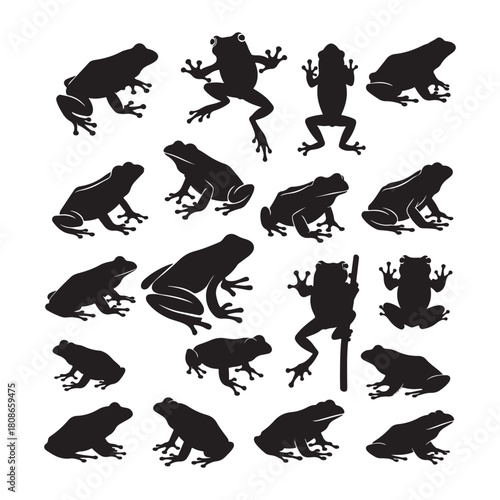 Frog silhouette collection vector
