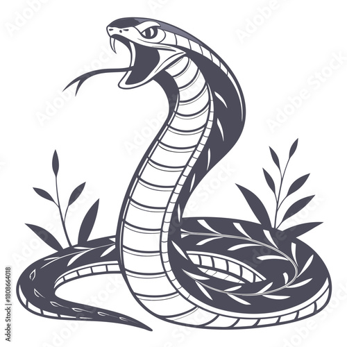 Majestic Cobra Illustration with Intricate Floral Design majestic cobra illustration