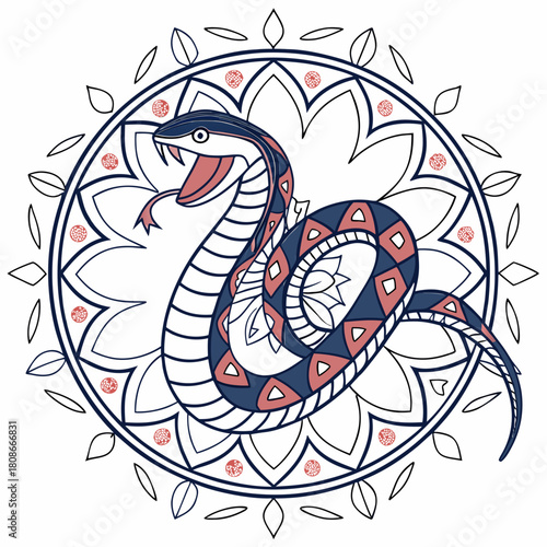 Intricate Snake Design Within a Mandala Pattern intricate snake design