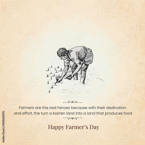 Happy Kisan Diwas with Farmer, 23rd December, Illustration