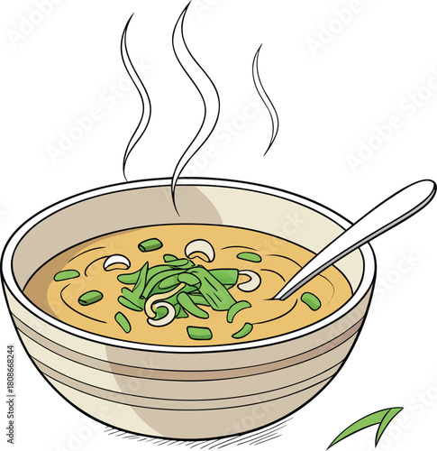 Bowl of hot soup with vegetables isolated on