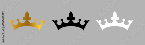 crowns on a light gray background, set,