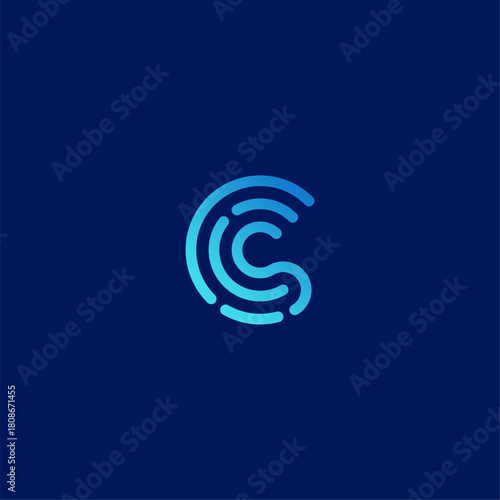 Abstract letter CS and secure or Letter CS fingermark logo concept vector icon