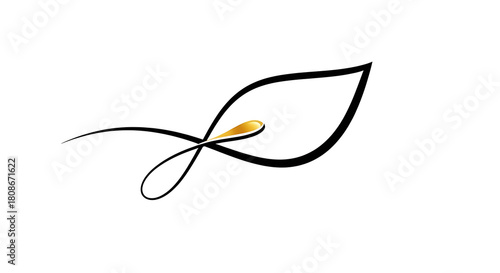 Minimalist Flame Logo: Elegant Line Art Candle or Leaf Symbol