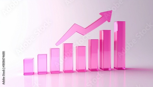 Free Download Pink glass bars and upward arrow depicting progress and financial growth visualization - GFXLoad
