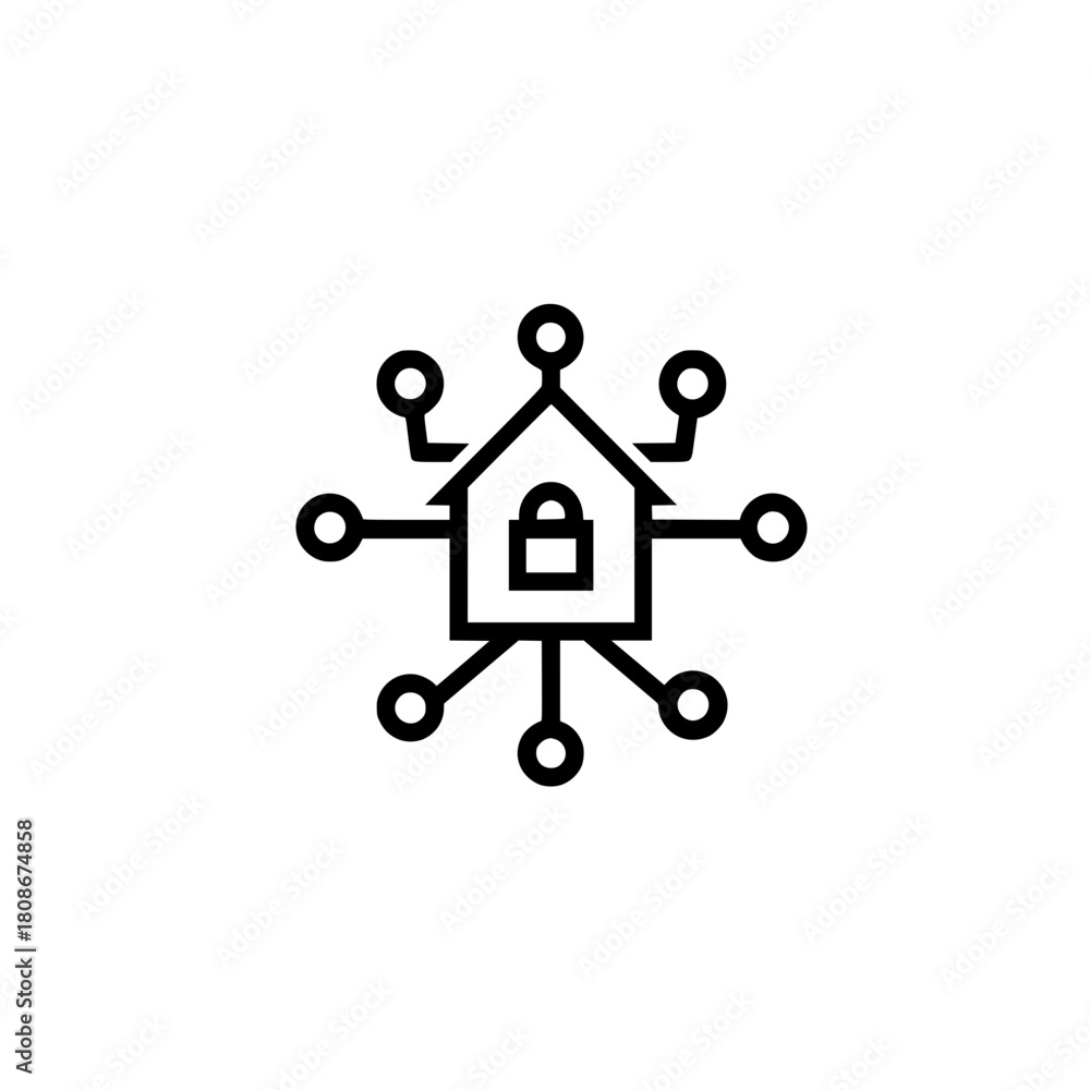 Fototapeta premium Padlock in house icon vector illustration for contemporary decorative art and branding application