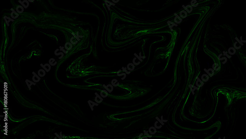 Black Liquid Marble Abstract Background With Ultra-Dark Swirling Texture with Electric Green Glow for Gothic, Gaming UI & Tech Design