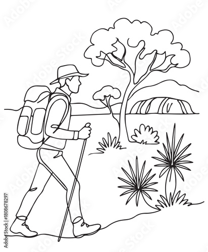 Continous line of wilderness trekking