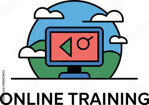 Global online training and e-learning digital education icon