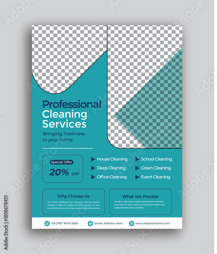Professional cleaning services flyer template design for your business promotion needs