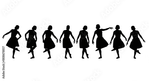 Dancer Silhouette Vector Illustration Showing Multiple Motion Frames in Elegant Minimal Style

