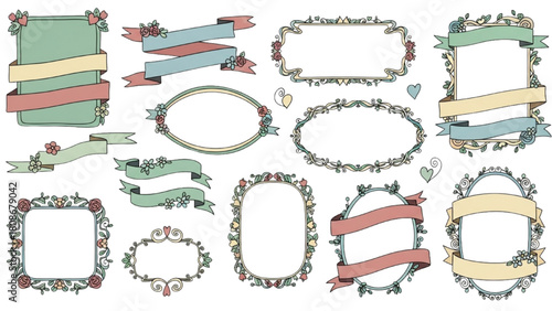 Collection of Floral Frame and Banner Cliparts for Elegant Design Elements