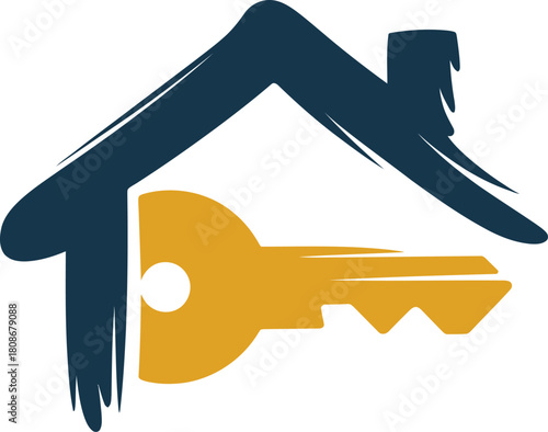 House and key icon for real estate, home ownership, and security