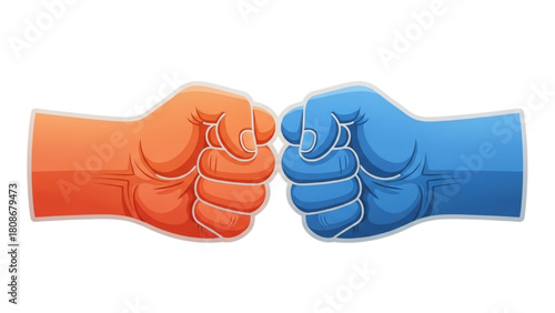 Two Fists Clashing Together in a Dynamic Showdown