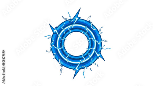 Futuristic glowing blue energy vortex with striking electrical charges and circular power field effect