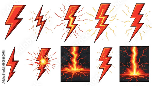 Electrifying Energy A Vibrant Collection of Stylized Lightning Bolt Power Concepts